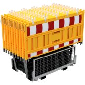 SET | with 20 panel fence | and 21 base plates | on twin pallet | with lamp adapter | with red/white foil, type RA1/A | type of barrier NOX yellow